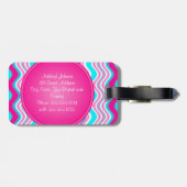 Pink, blau, weiße Streifen - Gepäckmarke Gepäckanhänger (Rückseite horizontal)