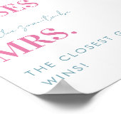 Pink & Blau Wie viele Kisses Brautparty signieren Poster (Ecke)