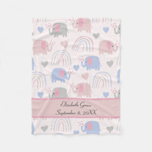 Pink Blaue Elefanten Regenbogen Kinderzimmer  Fleecedecke