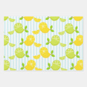 PINK & BLAUE STREIFEN MIT LEMONS & LIMES GESCHENKPAPIER SET (Vorderseite 2)