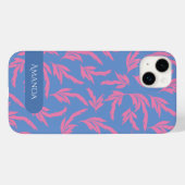 Pink-blaue und weiße Blätter Case Mat (Rückseite (Horizontal))