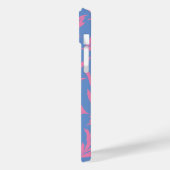 Pink-blaue und weiße Blätter Case Mat (Rückseite / Links)