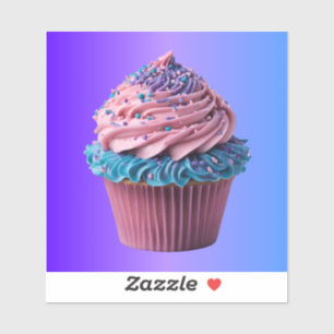 Pink-blauer Cupcake auf Farbverlauf Aufkleber