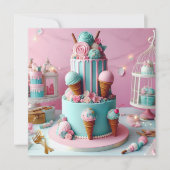 PINK & BLAUER KREATHEMATISCHER KINDERGEBURTSTAG CA KARTE (Vorderseite)