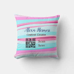 Pink-blauer Ombre-Name Beruf QR-Code Titel Kissen