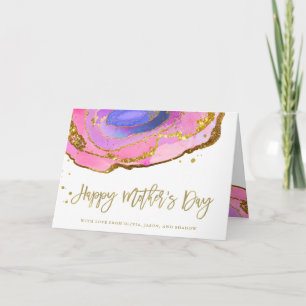 Pink Blauer und Goldener Geode   Alles Liebe zum M Karte