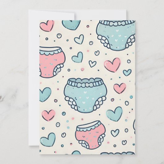 Pink blauer Vater abwischen und Babydusche abwisch Einladung (Rückseite)