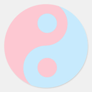 Pink-Blaues Yin-Yang-Symbol Runder Aufkleber