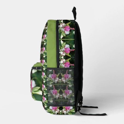 Pink Bleeding Heart Flower Mirror Personalized Bedruckter Rucksack (Rechts)