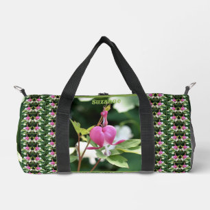 Pink Bleeding Heart Flower Mirror Personalized Duffle Bag