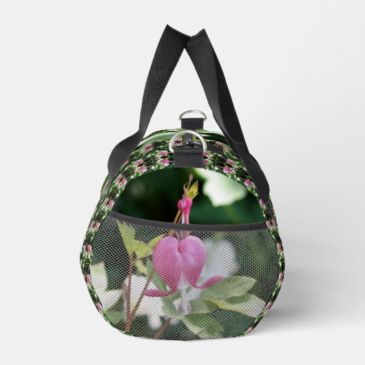 Pink Bleeding Heart Flower Mirror Personalized Duffle Bag (Rechts)