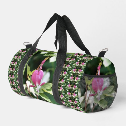 Pink Bleeding Heart Flower Mirror Personalized Duffle Bag (Rechte Ecke)