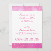 Pink Blends White Stars Geburtstagsparty Einladung (Rückseite)