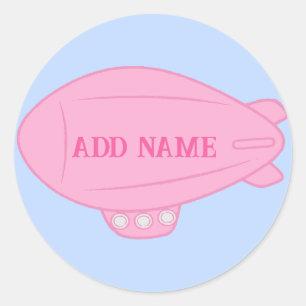 Pink Blimp Ballon in Blue Sky Custom Aufkleber
