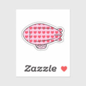 Pink Blimp Balloon Red Heart Pattern Custom Aufkleber (Blatt)