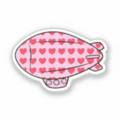 Pink Blimp Balloon Red Heart Pattern Custom Aufkleber (Vorderseite)