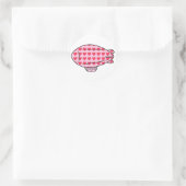 Pink Blimp Balloon Red Heart Pattern Custom Runder Aufkleber (Tasche)
