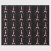 Pink Bling Eiffelturm Wrapping Paper Geschenkpapier (Flach)