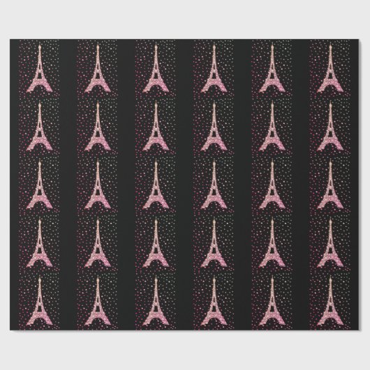 Pink Bling Eiffelturm Wrapping Paper Geschenkpapier (Flach)