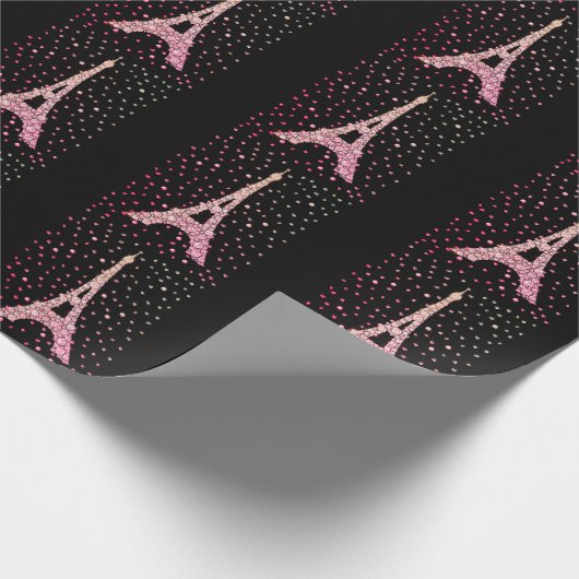 Pink Bling Eiffelturm Wrapping Paper Geschenkpapier (Ecke)