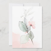 Pink Bliss Pastellfarben Rosa und grüne Blumenzehe Einladung (Rückseite)