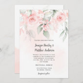 Pink Bliss Pastellfarben Rosa und grüne Blumenzehe Einladung (Vorne/Hinten)