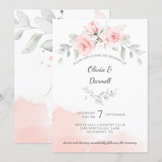 Pink Bliss Rose und Grüne Hochzeit Einladung