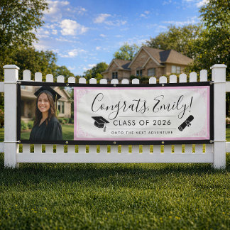 PINK & BLK verziert | Abschlussbanner mit Foto Banner