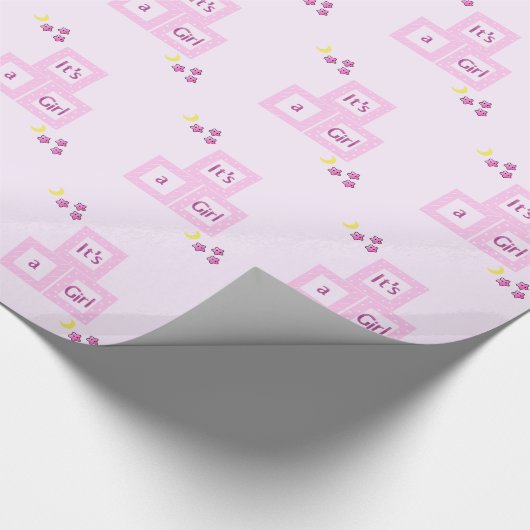 Pink Blocks and Stars Kinderdusche Geschenkpapier (Ecke)