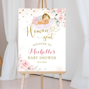 Pink Blonde Angel Baby Heaven Gesendet Willkommens Poster
