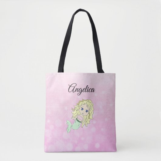Pink Blonde Mermaid Personalisiert Tote Bag Tasche (Vorderseite)