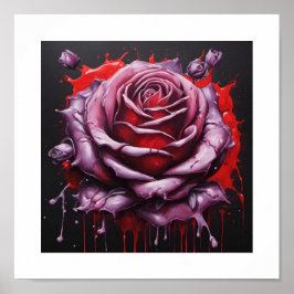Pink Blood Moon Rose Poster