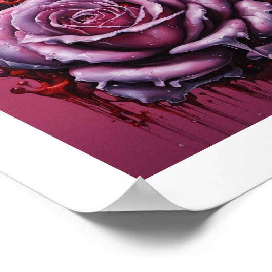 Pink Blood Moon Rose Poster (Ecke)