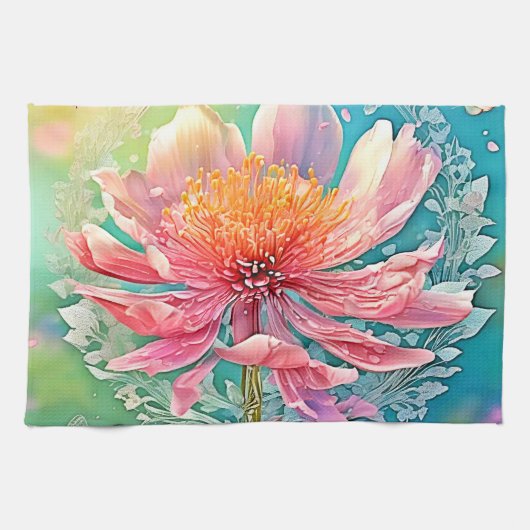 Pink Bloom Butterfly Dream Geschirrtuch (Horizontal)