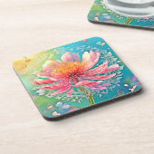 Pink Bloom Butterfly Dream Getränkeuntersetzer (Linke Seite)