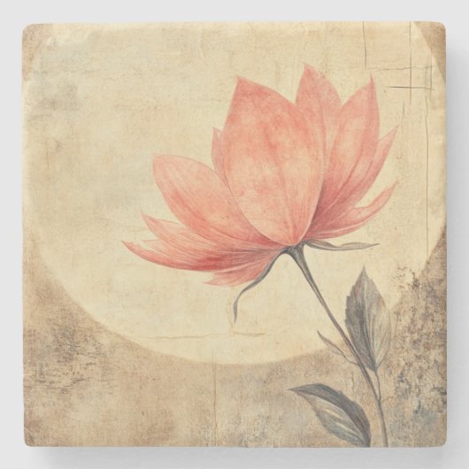 Pink Bloom & Moonlit Serenity Steinuntersetzer (Vorderseite)