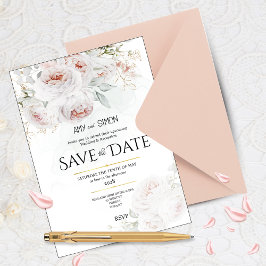 Pink Bloom Rose Save the Date Einladung Hochzeit