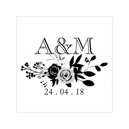 Pink Bloom Wedding Monogram Permastempel (Design)
