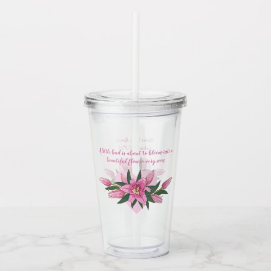 Pink Blooming Lilies Babydusche Acryltrinkbecher (Vorderseite)