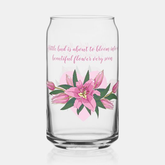 Pink Blooming Lilies Babydusche Dosenglas (Vorderseite)