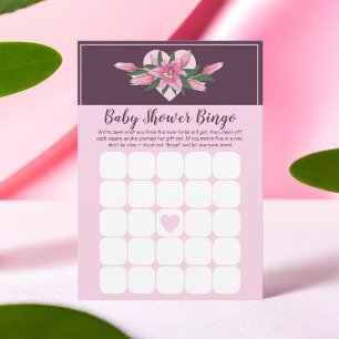 Pink Blooming Lily Baby Shower Bingo Game Card Einladung