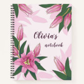 Pink Blooming Lily Notebook Notizblock (Vorderseite)