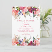 Pink Blooms Brautparty Einladung (Stehend Vorderseite)