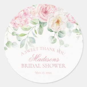 Pink Blooms floral Hydrangea Brautparty Circle Runder Aufkleber