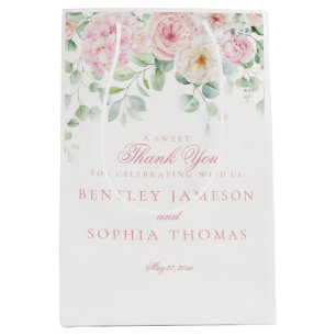 Pink Blooms Floral Hydrangea Gastgeschenk Hochzeit Mittlere Geschenktüte