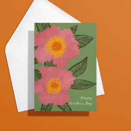Pink Blooms Modern Mother's Day Card Dankeskarte