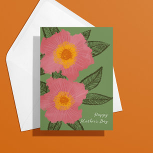 Pink Blooms Modern Mother's Day Card Dankeskarte