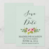 Pink Blooms Save the Date Cards Einladung (Vorne/Hinten)