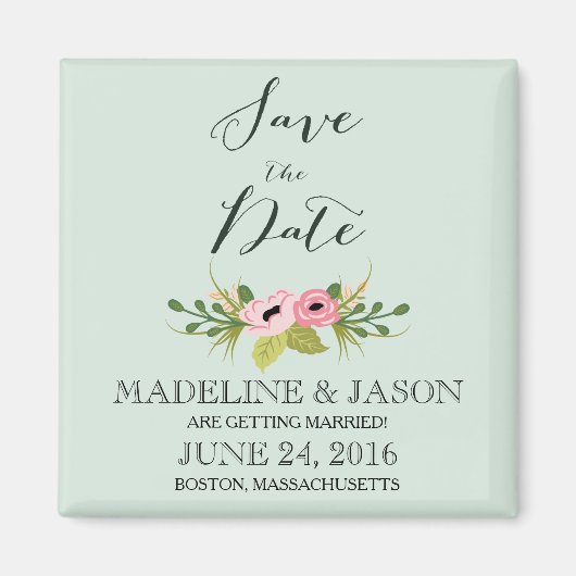 Pink Blooms Save the Date Magnet (Vorne)