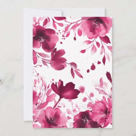 Pink Blooms Watercolor Brautparty CUSTOM Einladung (Rückseite)